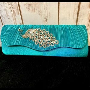 NWT- Teal Formal Soft Clutch Purse Accessory
